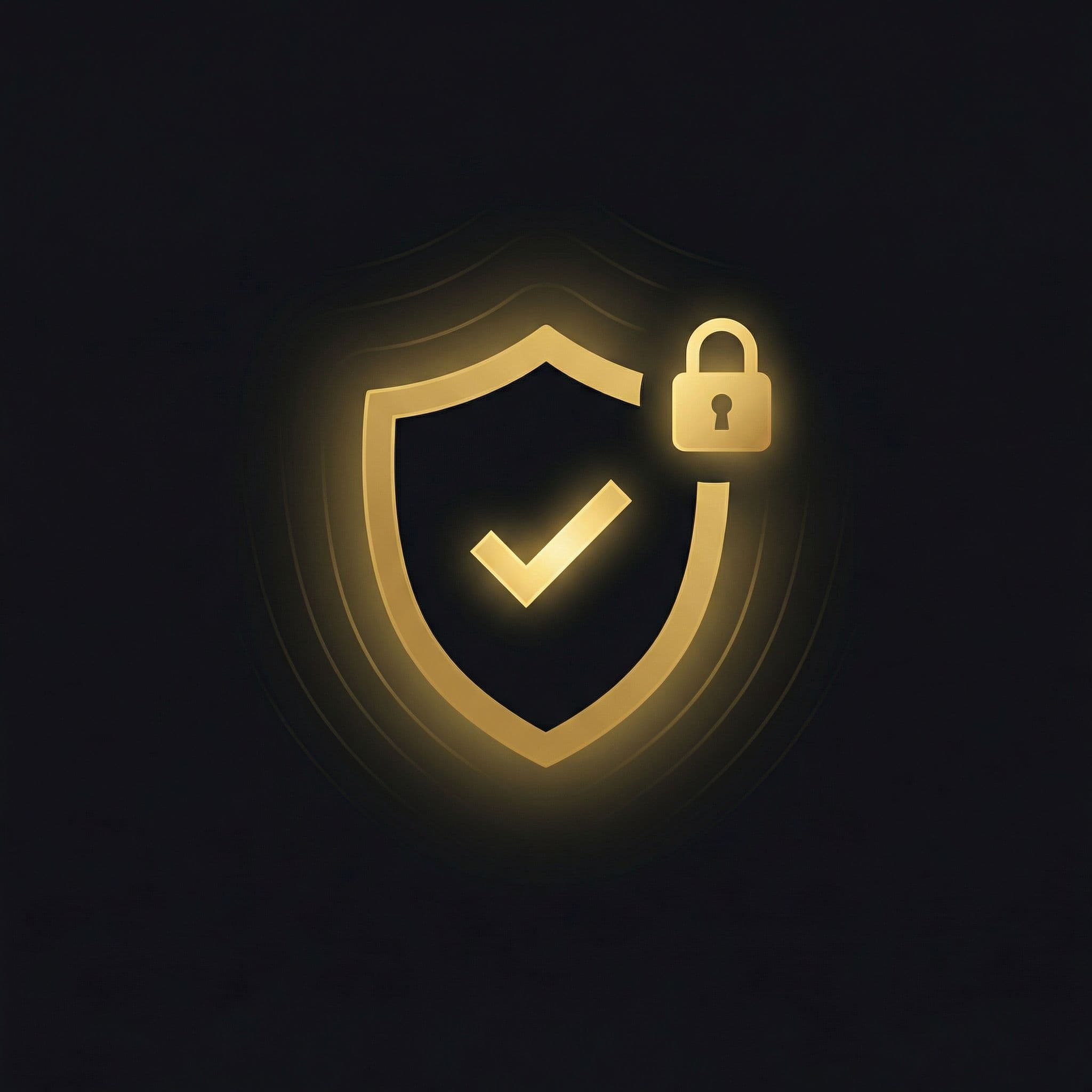 Secure submission with golden shield and checkmark
